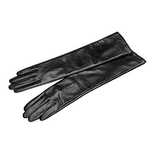 QECEPEI - guanti lunghi da donna, in pelle, con touch screen, per abito da sera - nero - s