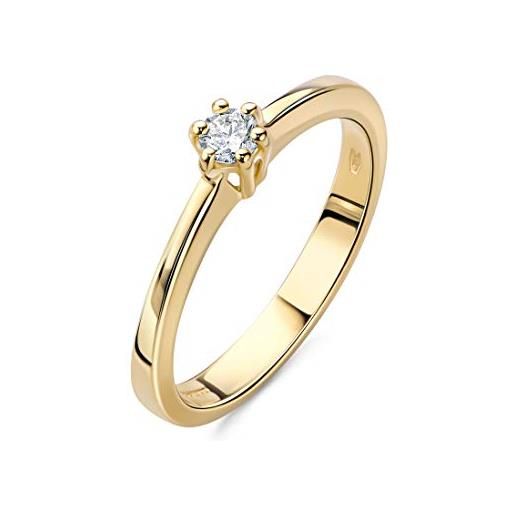 Orovi anello da donna in oro giallo con diamante solitario da 0,10 ct in oro giallo 14 carati (585), oro