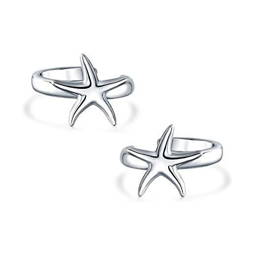 Bling Jewelry minimalista nautico spiaggia stella marina cartilage orecchio polsini clip wrap helix non forato orecchini per le donne in argento sterling