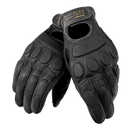 Dainese - blackjack unisex gloves, guanti moto estivi in pelle, stile vintage rétro, design classico, guanti da moto uomo e donna, unisex, elasticizzati, rinforzati e traspiranti, nero