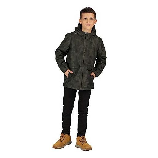 Regatta sarkis waterproof taped seams insulated lined hooded printed jacket, giacca bambino, brightroyalcamo, 3-4