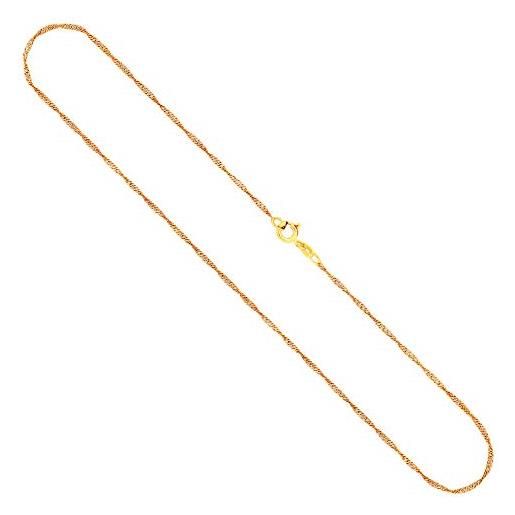 EDELIND collana modello singapore donna in oro giallo, 8 carati 333, largh. 1,4 mm, p. 1.7 g, lungh. 50 cm, con chiusura a blocco d'anello elastico, marchio di garanzia made in germany