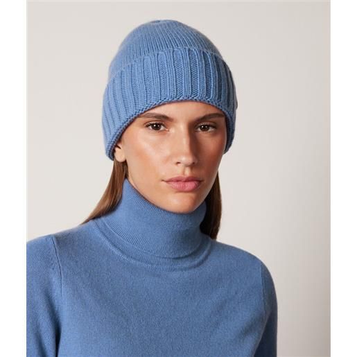 Falconeri berretto in cashmere ultrasoft blu orizzonte