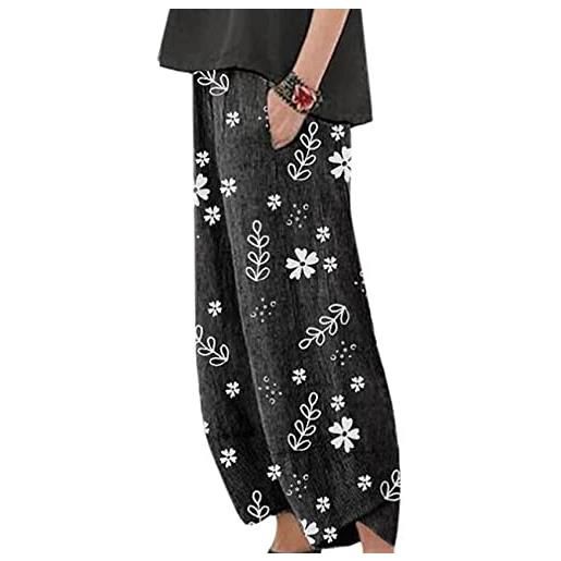 WAEKQIANG pantaloni da donna dritti a fiori piccoli stampati casual di nuova moda primavera e autunno