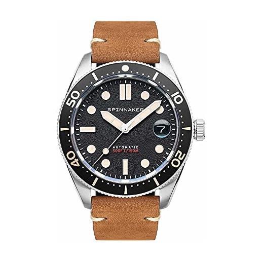 Spinnaker mens 40mm croft mid size automatic anchor black watch with genuine leather srap sp-5100-01