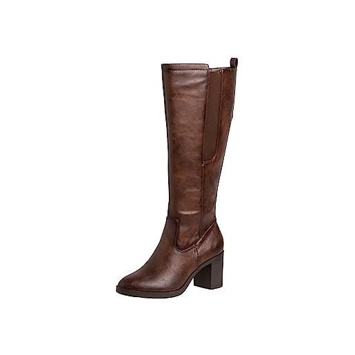 Jana softline 8-25561-41-scarpa comoda multi, classica, con inserto elastico elegante, stivali ad altezza ginocchio donna, castagna, 41 eu larga