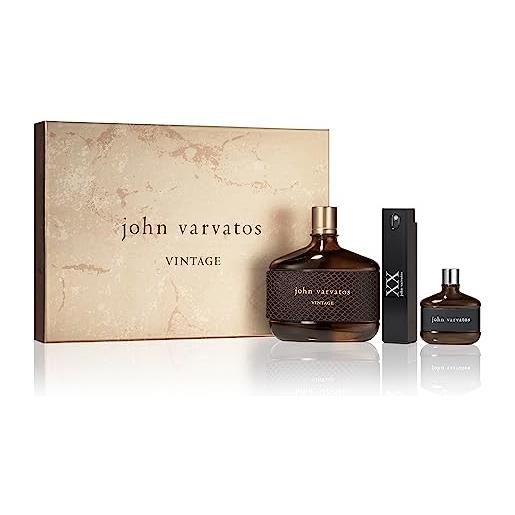 John Varvatos vintage, cofanetto trio eau de toilette da uomo, regalo per uomo, fragranza viva, speziata, energetica, profumo di viaggio