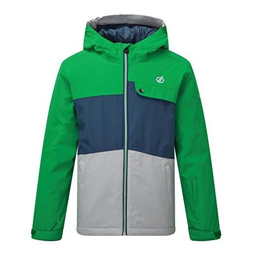 Dare 2B enigmatic waterproof breathable adjustable cuffs reflective detail jacket, giacche bambino, vivid. Green/space. Grey, 9-10