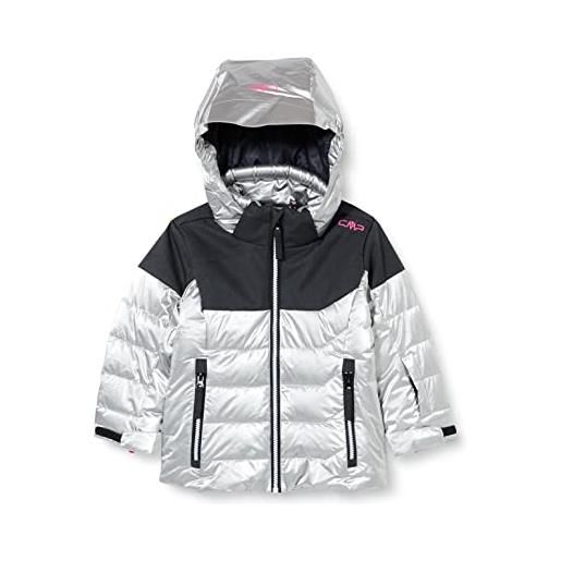 CMP - giacca da sci da bambini con cappuccio removibile, silver, 164