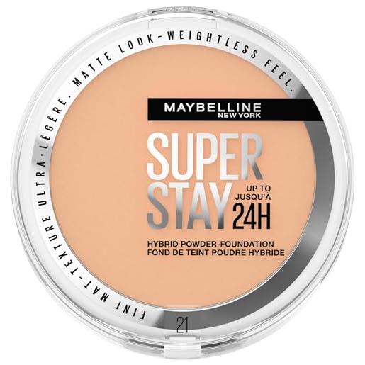 Maybelline new york fondotinta in polvere super. Stay 24h hybrid powder, tenuta 24h, make-up dal finish matte naturale, 21
