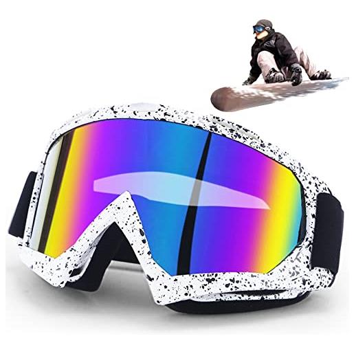 DONGZQAN occhiali da sci, occhiali sci uomo&donna otg, occhiali di protezione uv antiappannamento imbottiti in schiuma per sport all'aria aperta (colorati)