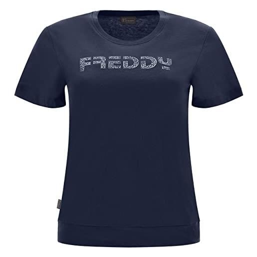 FREDDY - t-shirt stampa puntinata argento e fascia stretta sul fondo, donna, nero, small