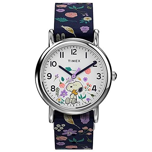 Timex tw2v45900 women's weekender 31mm mini peanuts floral band 3-hand analog watch