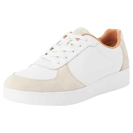 Fitflop rally leather/suede panel sneakers, scarpe da ginnastica donna, urban white/paris grey (fq1-a57), 42 eu