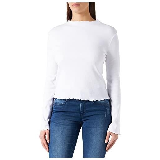 Urban Classics donna rib turtelneck manica lunga t-shirt, bianco