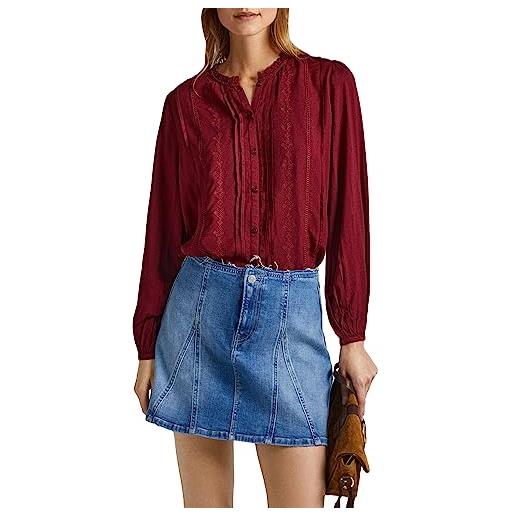 Pepe Jeans galena, blusa donna, rosso (burgundy), xl
