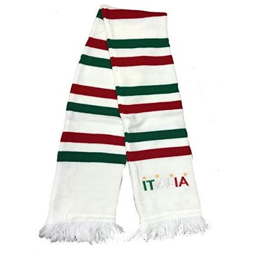 Brollogroup sciarpa tubolare italia sciarpe invernali scritta ricamata tifosi nazionale ps 09247 (bianco tricolore)