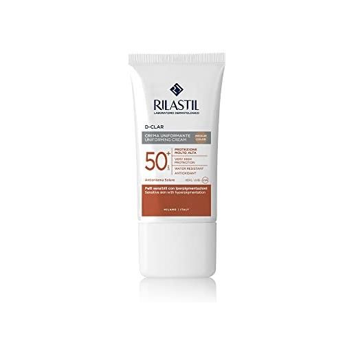 Rilastil d-clar crema colorata viso, azione depigmentante e uniformante per pelli sensibili, spf 50+, medium, confezione da 40 ml