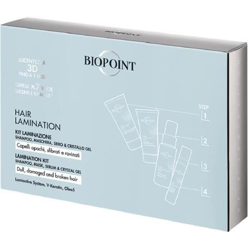 BIOPOINT kit laminazione capelli - shampoo 20ml + maschera 20ml + siero 20ml + cristallo gel 8 ml