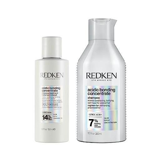 Redken | shampoo professionale acidic bonding concentrate abc, azione riparatrice & | trattamento intensivo pre-shampoo per tutti i tipi di capelli danneggiati e fragili