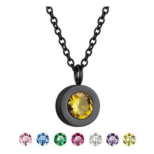 Goldchic jewelry collana con ciondoli multicolore aaa+ cubic zirconia, ciondolo intercambiabile con 7 pietre placcate nere per le donne