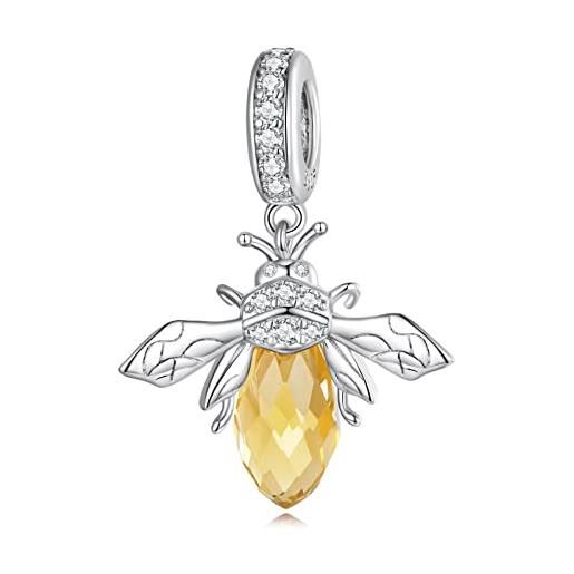 Collana Argento 925 Con Ciondolo Ape E Pietra Opale Gialla: Gioiello Romantico SOULMEET