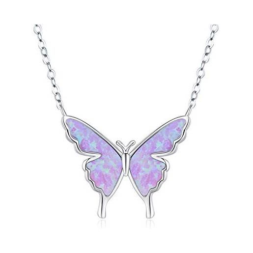 CUOKA MIRACLE catena di farfalle gioielli opale gioielli in argento farfalla per donne ciondolo farfalla per ragazze bambini (c)