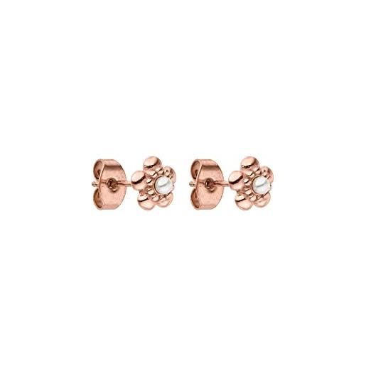 Purelei® shiny bloom orecchini (oro rosa), orecchini impermeabili per donne e ragazze, orecchini in acciaio inox a forma di fiore con perla, regalo per donne e figlie, acciaio inossidabile