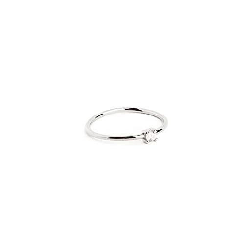 SINGULARU - anello single spark argento - anello in argento sterling 925 con finitura placcata in rodio - anello stile solitario - gioielli da donna - varie finiture e misure - misura 14
