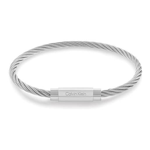 Calvin Klein braccialetto da uomo collezione modern grid in acciaio inossidabile, argento (silver)