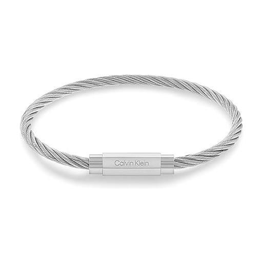 Calvin Klein braccialetto da uomo collezione modern grid in acciaio inossidabile, argento (silver)