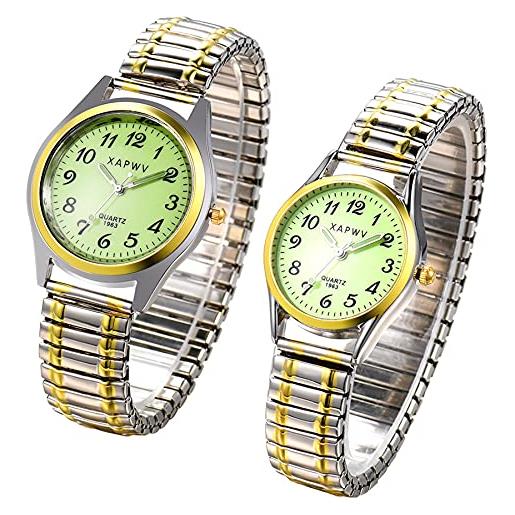 Silverora orologio da donna al quarzo, analogico, con quadrante luminoso, digitale, cinturino elastico, 2 colori, bicolore due, 