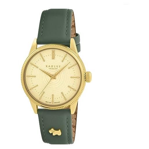 Radley lewis lane ry21652 - orologio da donna con lunetta a moneta, colore: verde scuro, oro