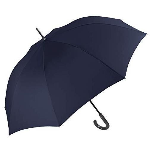 PERLETTI ombrello blu scuro golf classico uomo - ombrello lungo automatico tinta unita - grande antivento e resistente in fibra di vetro - pfc free - diametro 120 cm - perletti technology (blu scuro)