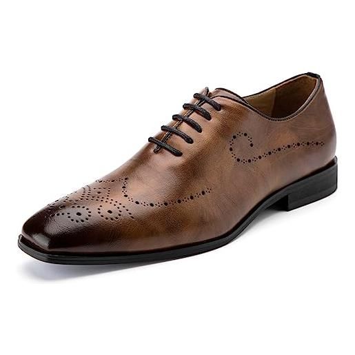 MEIJIANA scarpe oxford uomo eleganti scarpe stringate basse uomo oxford vintage scarpe uomo estive, marrone-2, 42 eu (9 uk)