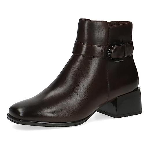 CAPRICE stivaletti da donna con tacco in pelle tacco basso larghezza g, marrone (dk brown nappa), 39 eu