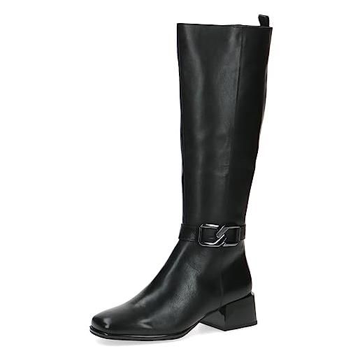CAPRICE stivali alti da donna con tacco in pelle tacco a blocco larghezza g, nero (black nappa), 41 eu