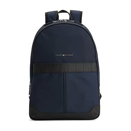 Tommy Hilfiger zaino uomo th elevated nylon backpack bagaglio a mano, blu (space blue), taglia unica