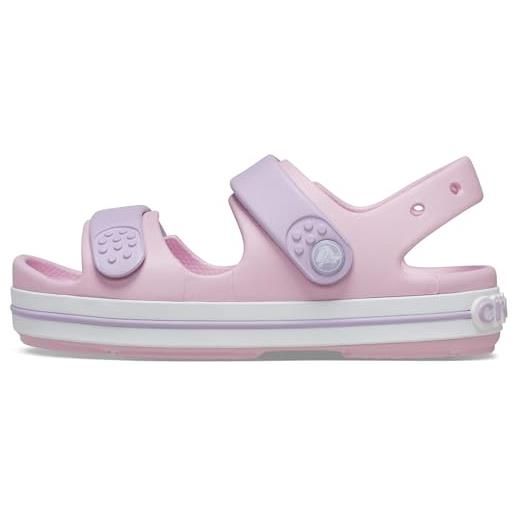 Crocs crocband cruiser sandal t, sandali unisex - bambini e ragazzi, pet white pink tweed, 24/25 eu