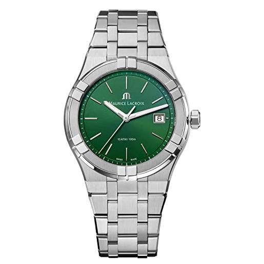 Maurice lacroix orologio da uomo green aikon al quarzo ai1108-ss002-630-1, bracciale