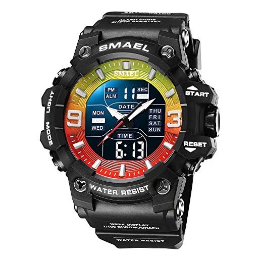 SMAEL Orologio Sportivo Uomo Analogico-Digitale - Quadrante Grande, Cronometro, Sveglia, Impermeabile 50m - 3