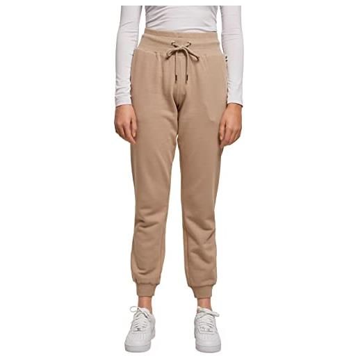 Urban Classics ladies organic high waist sweat pants, pantaloni donna, marrone (softtaupe), s