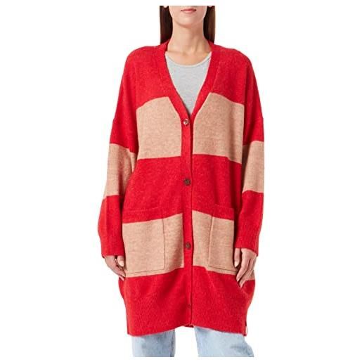 True Religion cardigan lungo oversize maglione, rosso/beige, xs donna