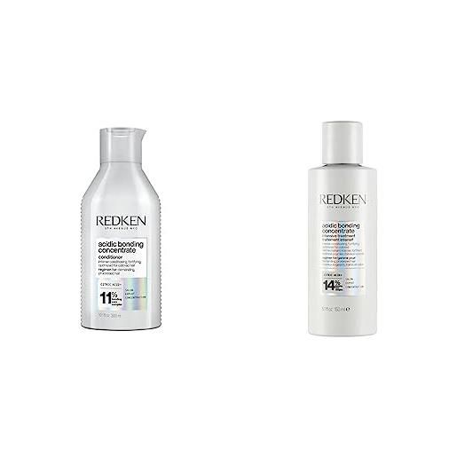 Redken | balsamo professionale acidic bonding concentrate abc, azione riparatrice, 300 ml & trattamento intensivo pre-shampoo per tutti i tipi di capelli danneggiati e fragili, 150 ml
