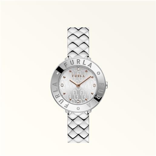 Furla essential orologio con cassa tonda color argento argento metallo + strass + strass donna