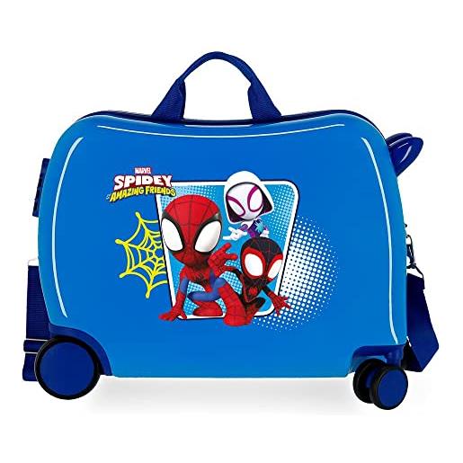 Marvel spidey team up valigia per bambini blu 50 x 39 x 20 cm rigida abs chiusura a combinazione laterale 34 l 1,8 kg 4 ruote equipaggiamento a mano, blu, valigia per bambini