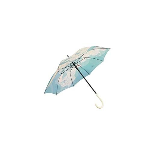 Fisura - ombrello grande. Ombrello giovanile. Ombrello automatico con pulsante. Robusto ombrello stampato. 106 centimetri di diametro. (mondo, blu)