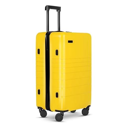 ETERNITIVE - valigia media i valigia bagaglio in abs i dimensioni: 65,5 x 42 x 28 cm i trolley bagaglio a mano con lucchetto tsa i valigia bagaglio con ruote a 360° i valigia bagaglio a mano i giallo