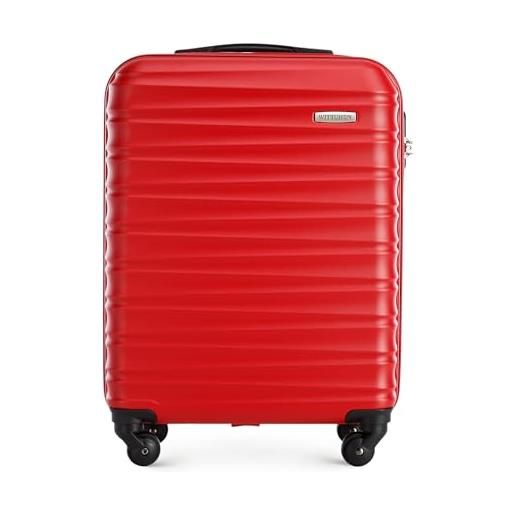 WITTCHEN valigia da viaggio bagaglio a mano valigia da cabina valigia rigida in abs con 4 ruote girevoli serratura a combinazione maniglia telescopica groove line taglia s rosso