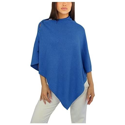 Win's poncho da donna in cashmere misto - made in italy, blu lavanda, taglia unica
